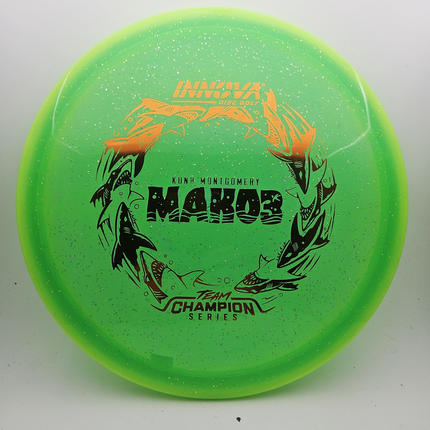 #17667 179g Green, Kona Montgomery Tour Series Metal Flake Halo Champion Mako3 - Kona Montgomery Tour Series