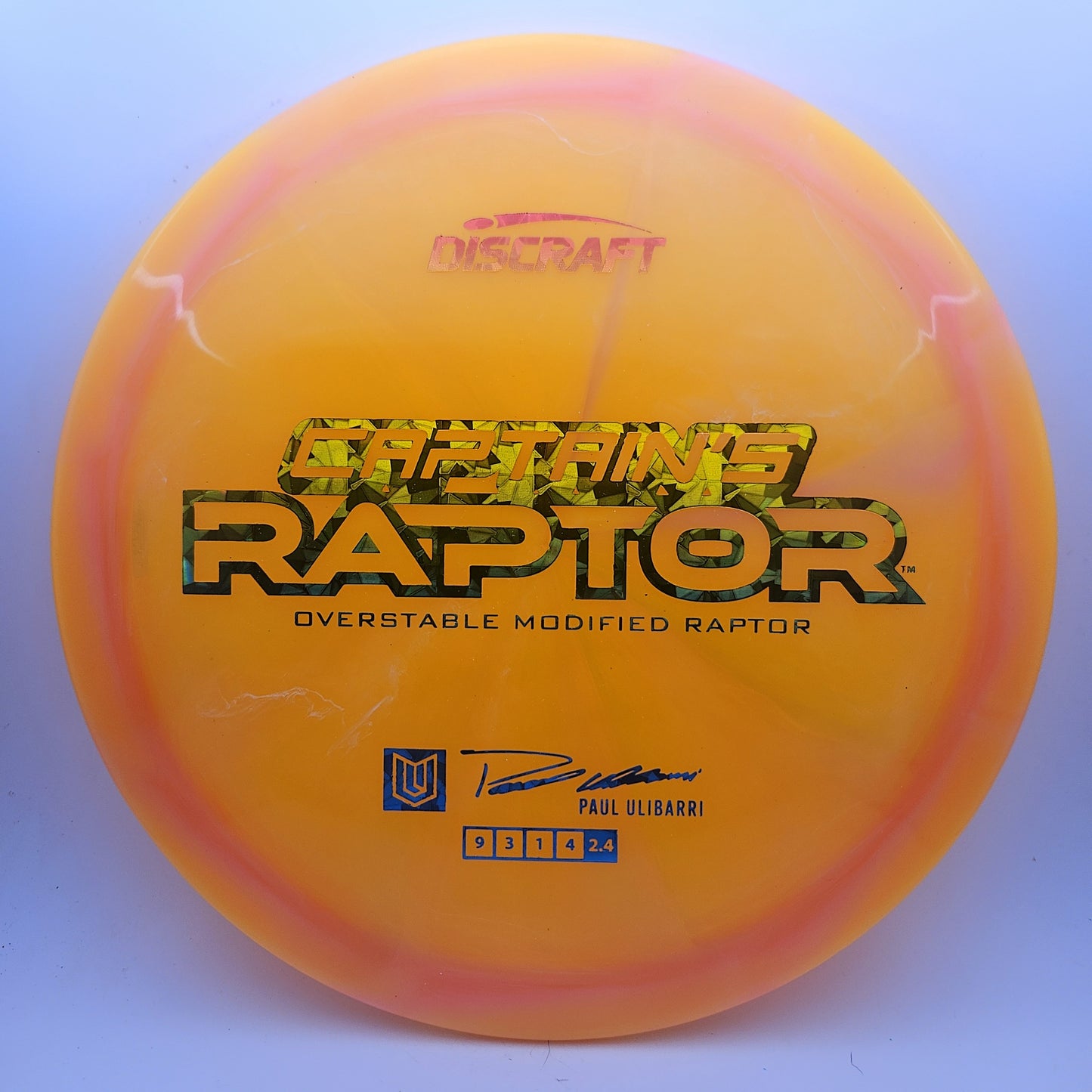 #11953 170-172g Orange, Paul Ulibarri Z Swirl Captain's Raptor