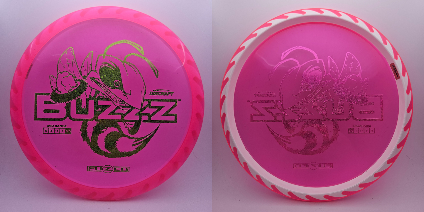 #11205 177+g Pink / White, Gold Sparkle Foil, Buzzzsaw Fuzed Buzzz