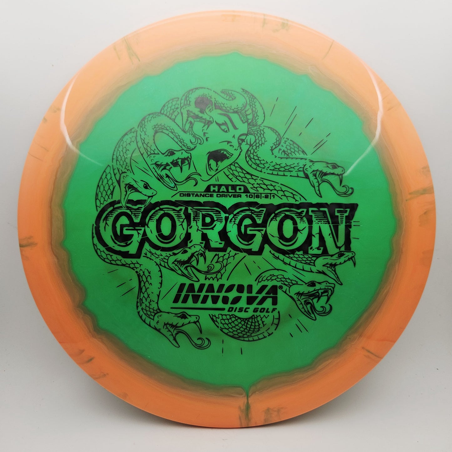 #14368 171g Green / Orange Halo Star Gorgon