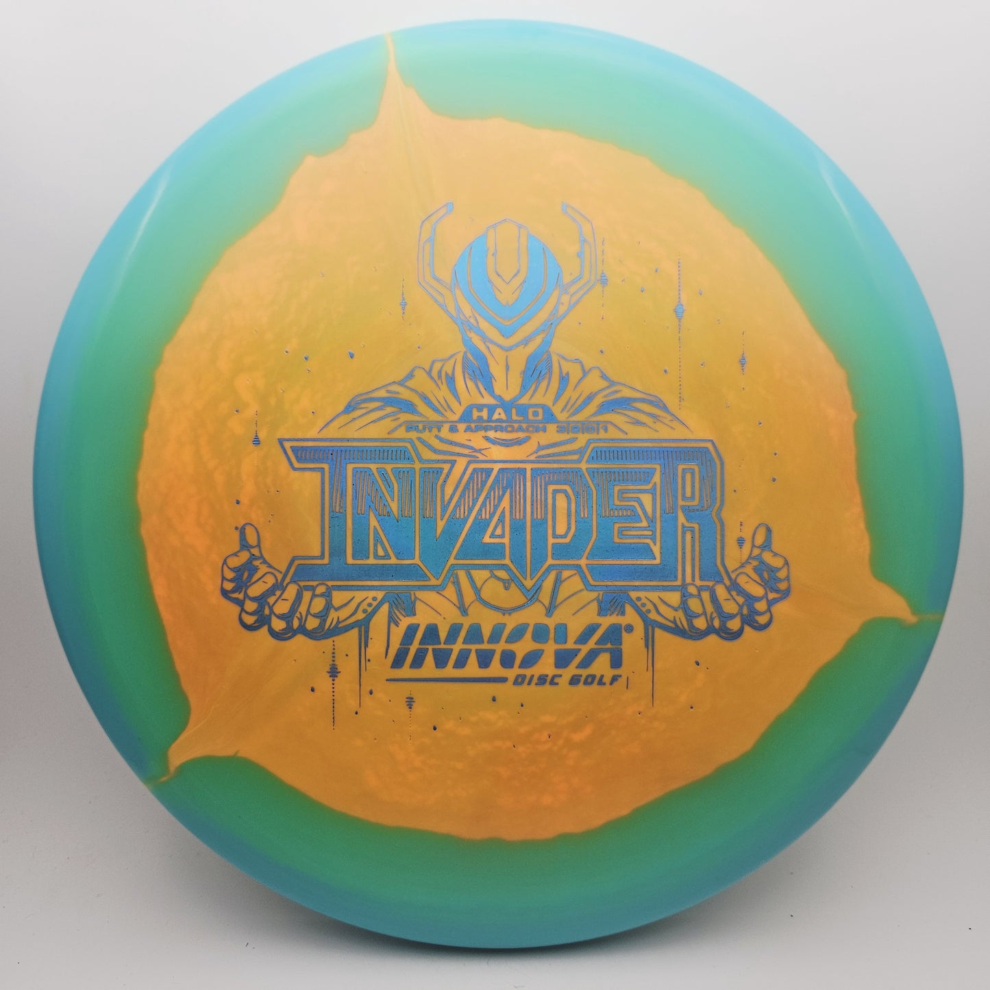 #13772 172g Orange / Teal Halo Star Invader