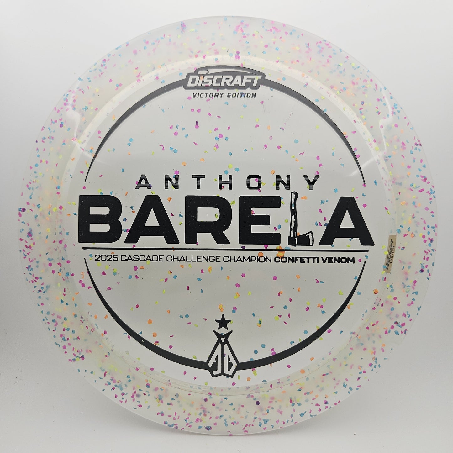 #14483 173-174g Clear, Anthony Barela Cascade Challenge Champion Z Confetti Venom