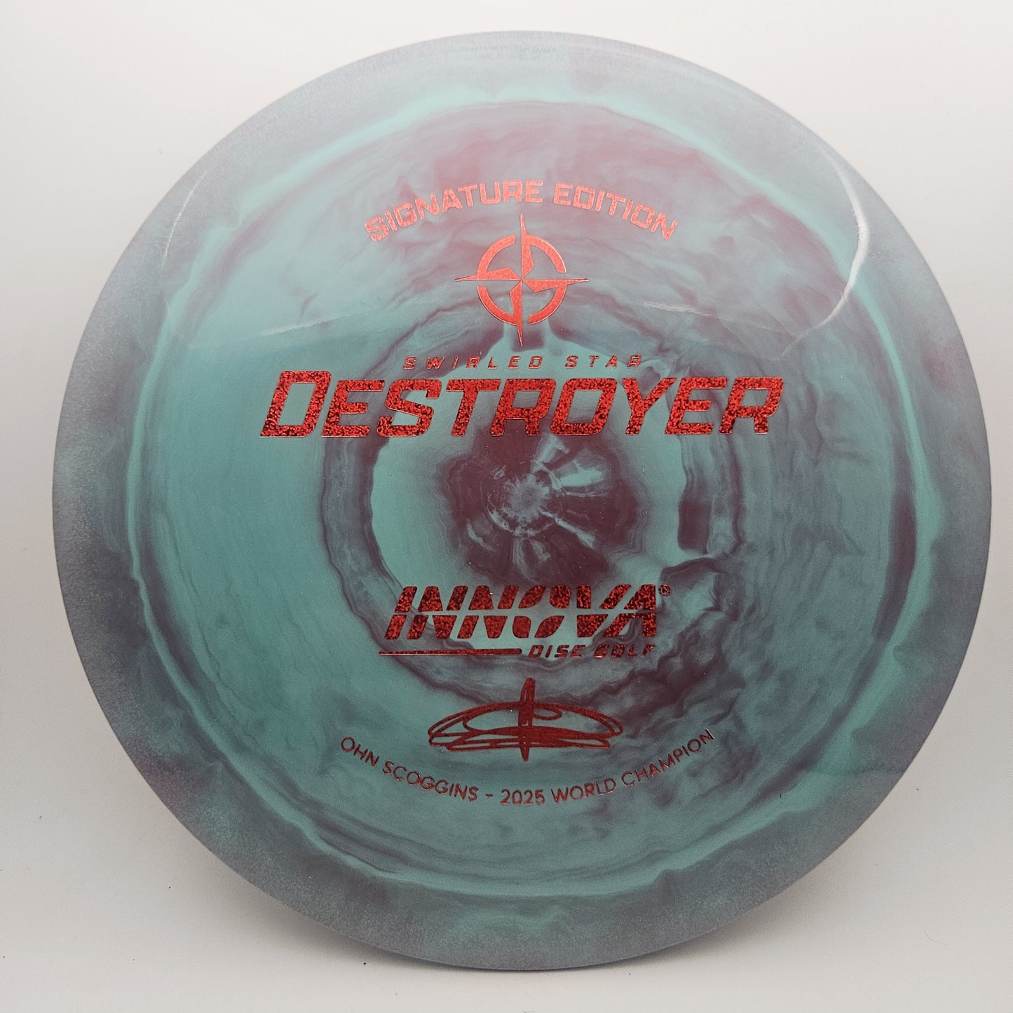 #18095 171g Teal, Ohn Scoggins World Champion Swirled Star Destroyer - Ohn Scoggins World Champion