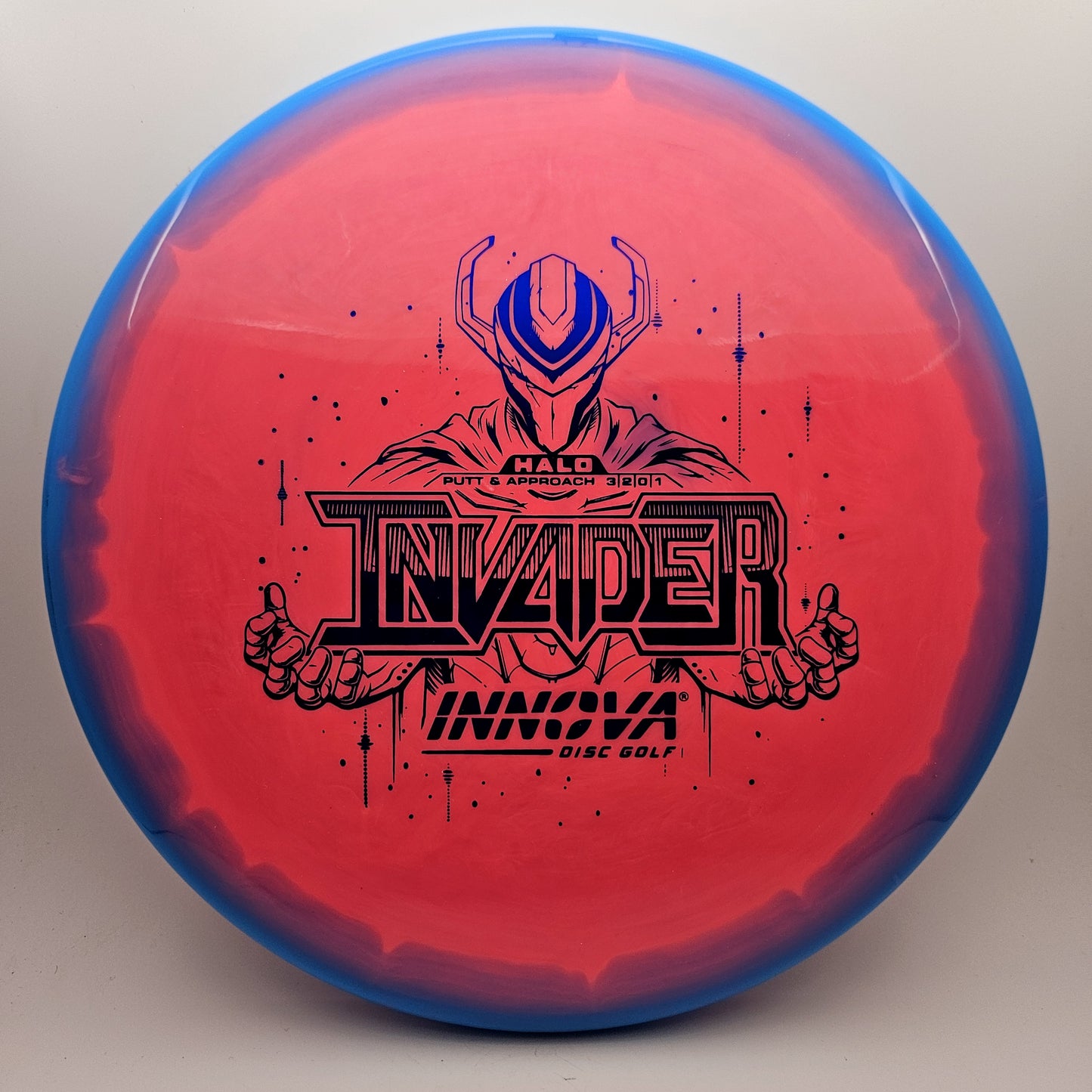 #12035 173-175g Pink / Blue Halo Star Invader