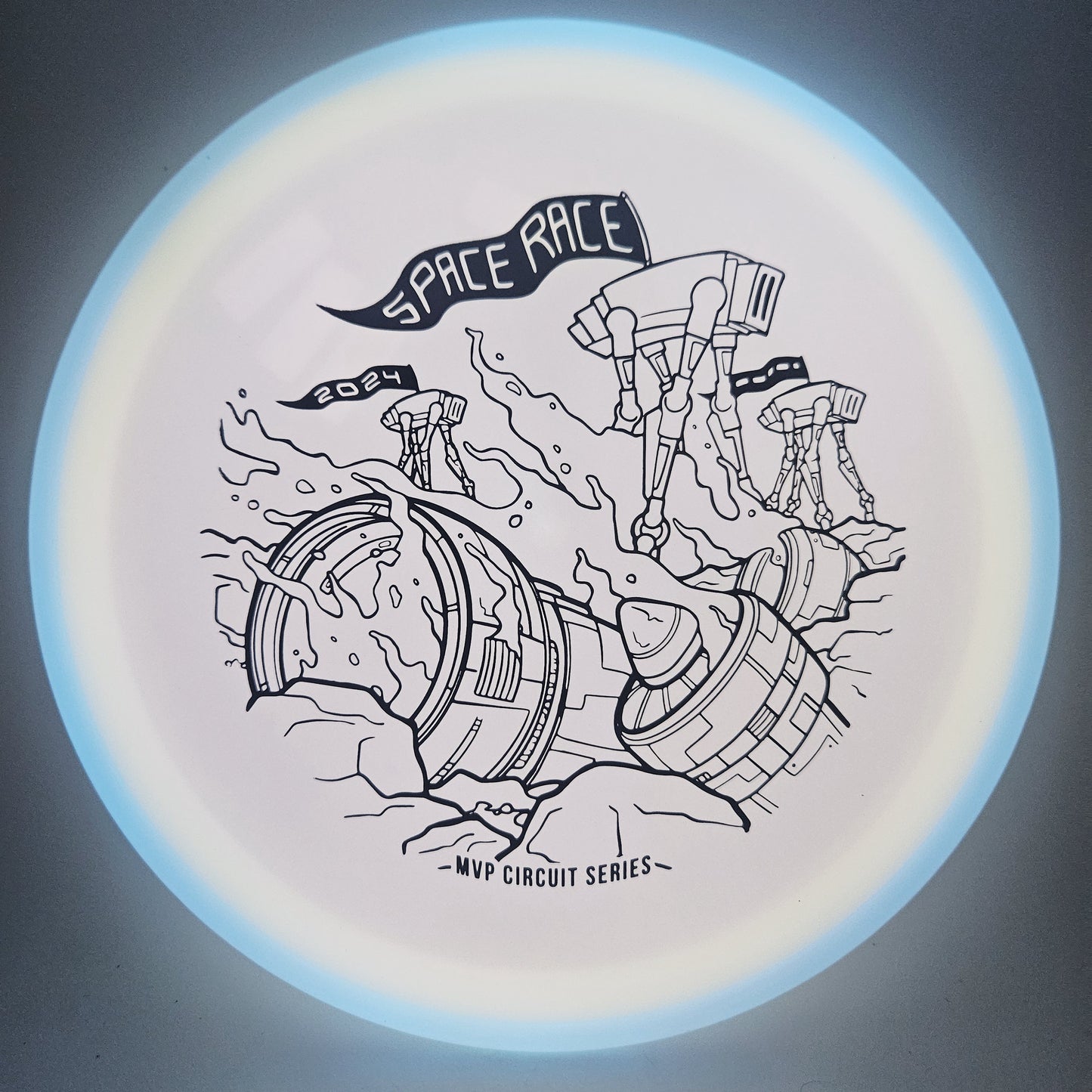 #14802 171g White Plate / Blue Rim, Space Race 2024 Total Eclipse Crave