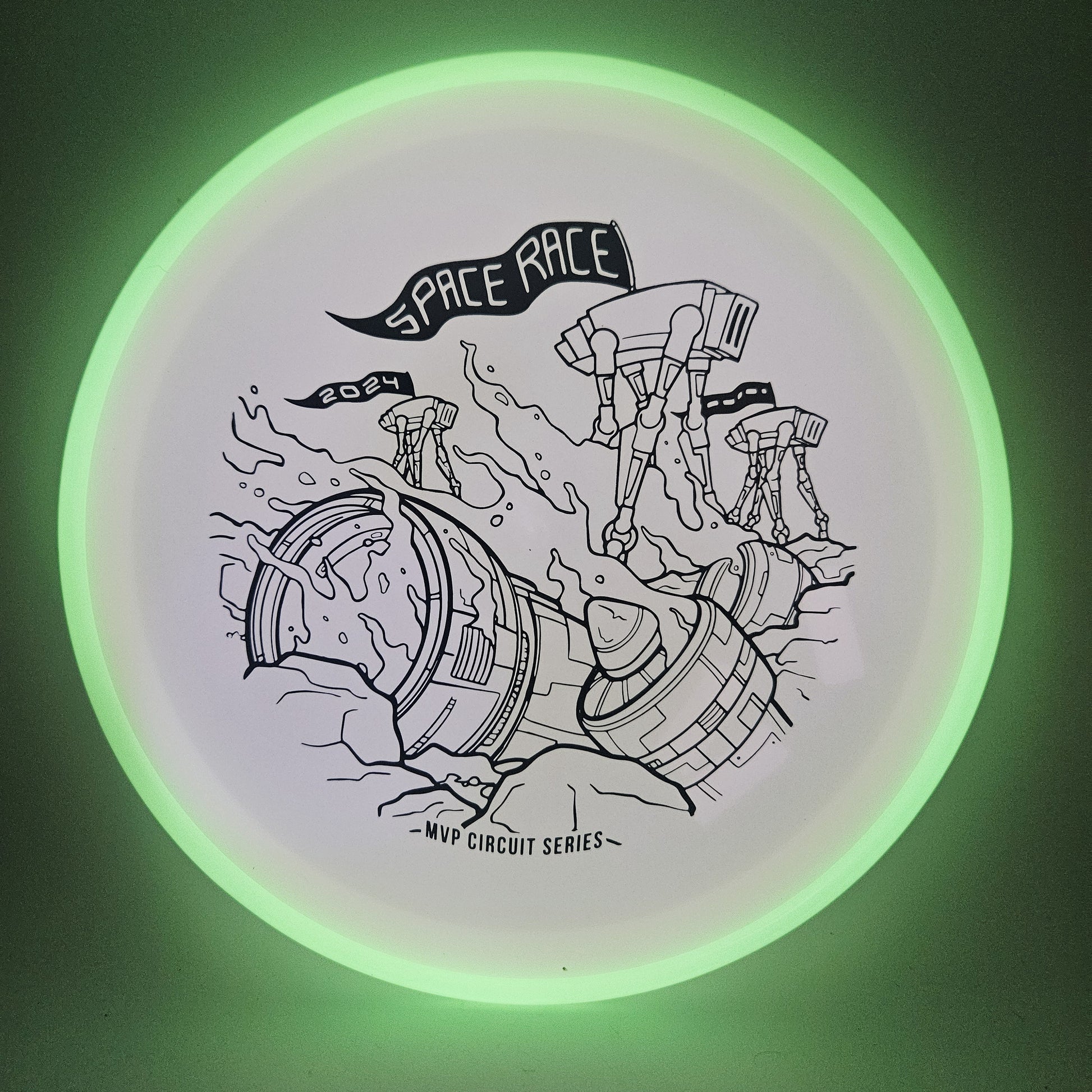 #14805 171g White Plate / Green Rim, Space Race 2024 Total Eclipse Crave