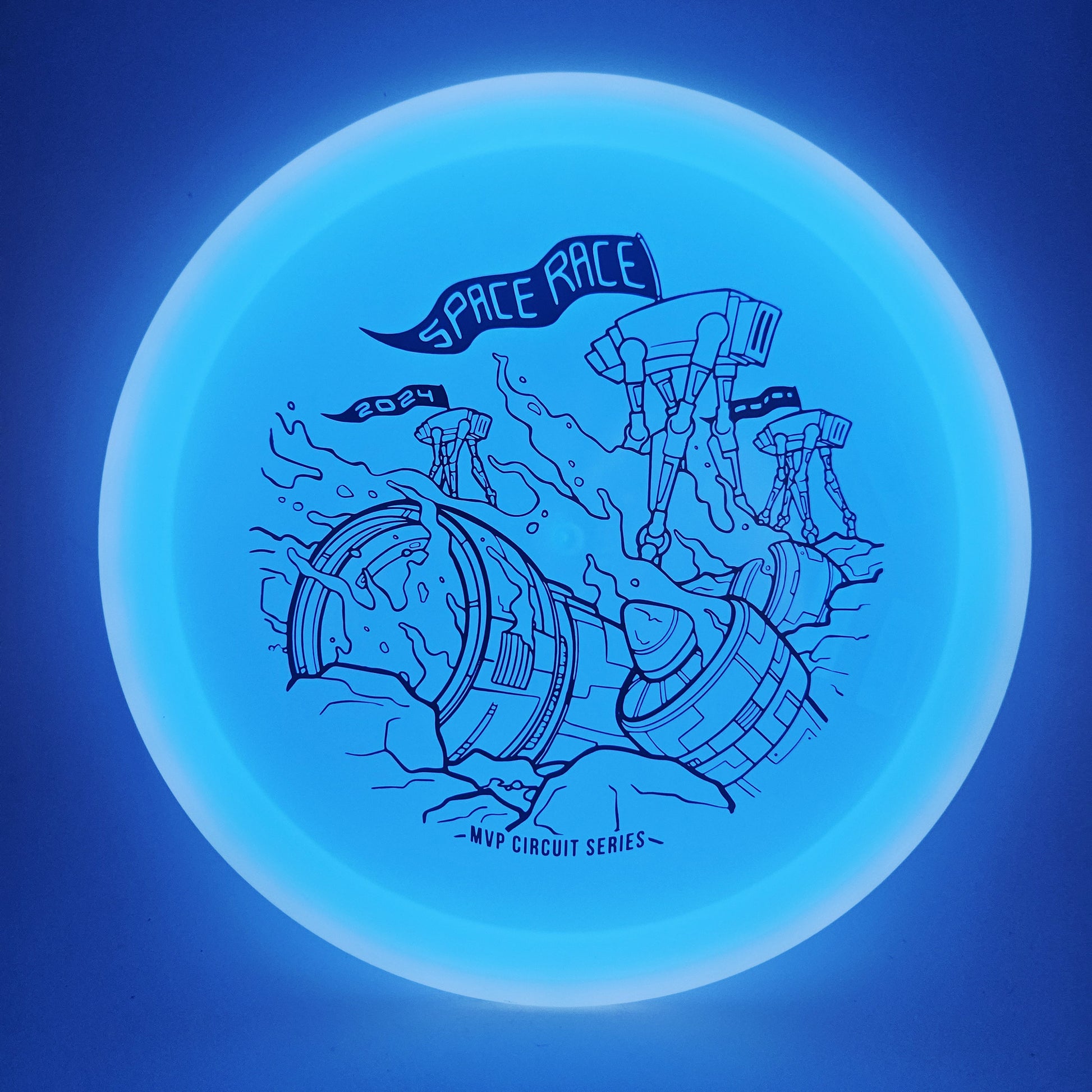 #14799 171g Blue Plate / White Rim, Space Race 2024 Total Eclipse Crave