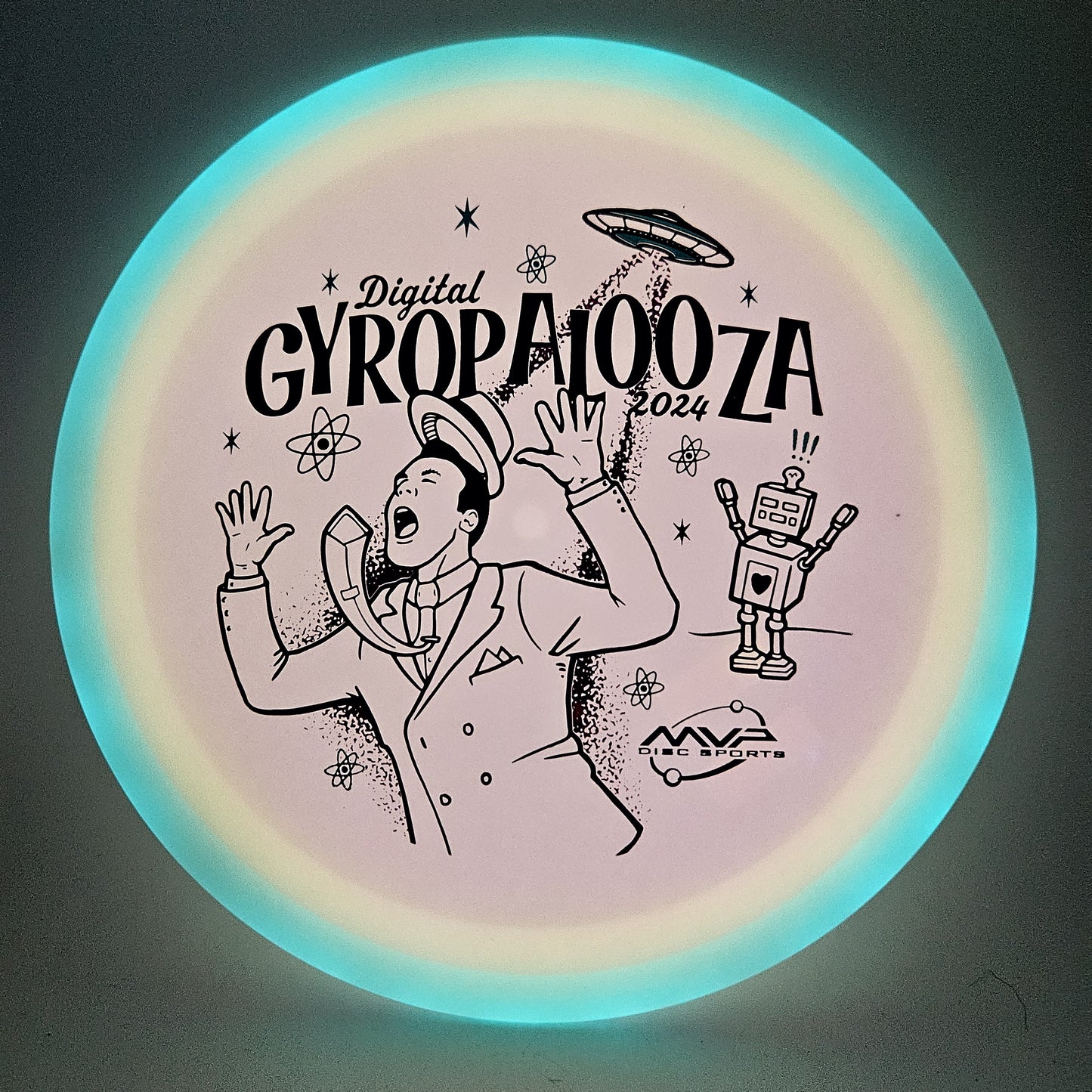 #9768 173g White Plate / Aqua Rim, Gyropalooza 2024 Total Eclipse Vanish