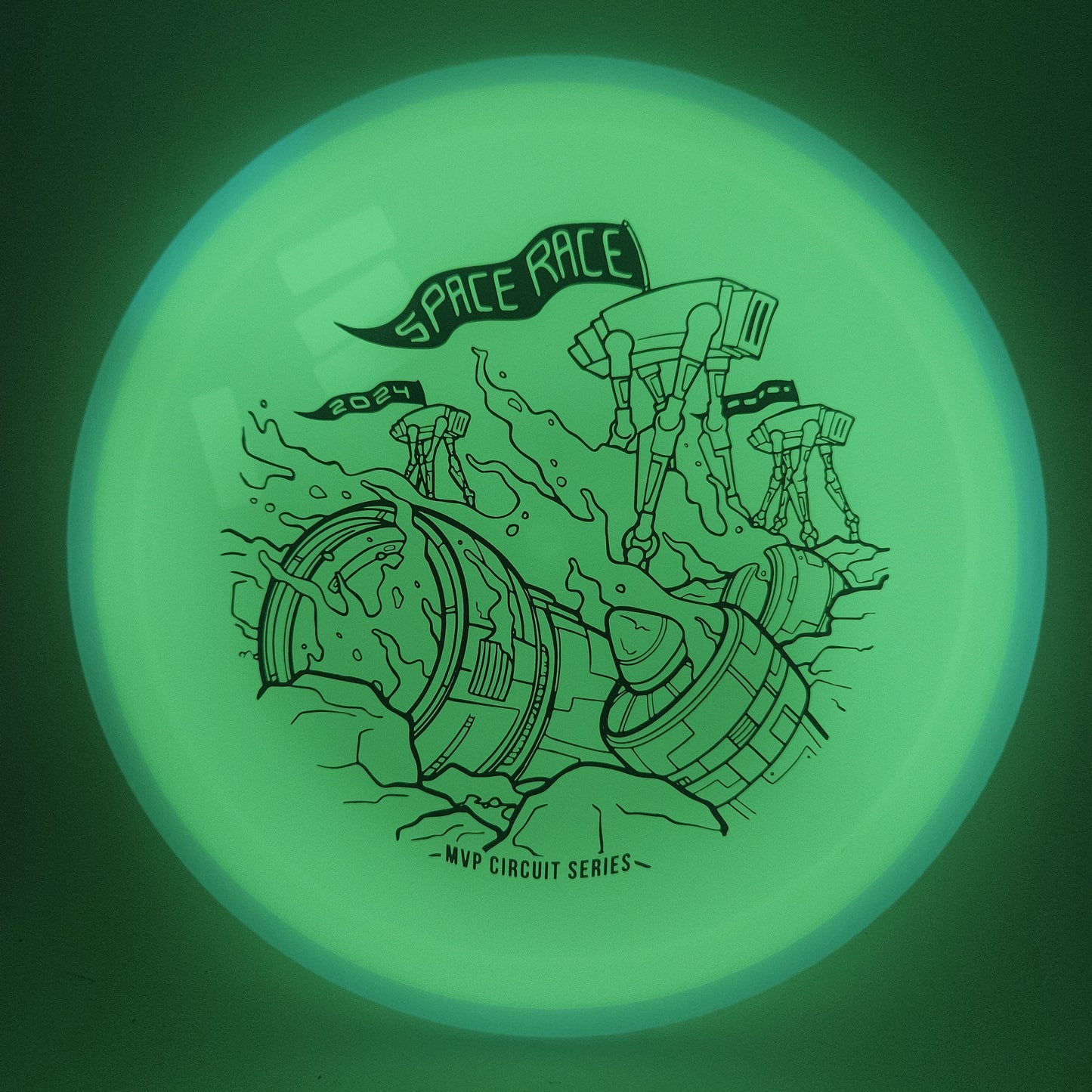 #14820 171g Green Plate / Aqua Rim, Space Race 2024 CC Total Eclipse Crave