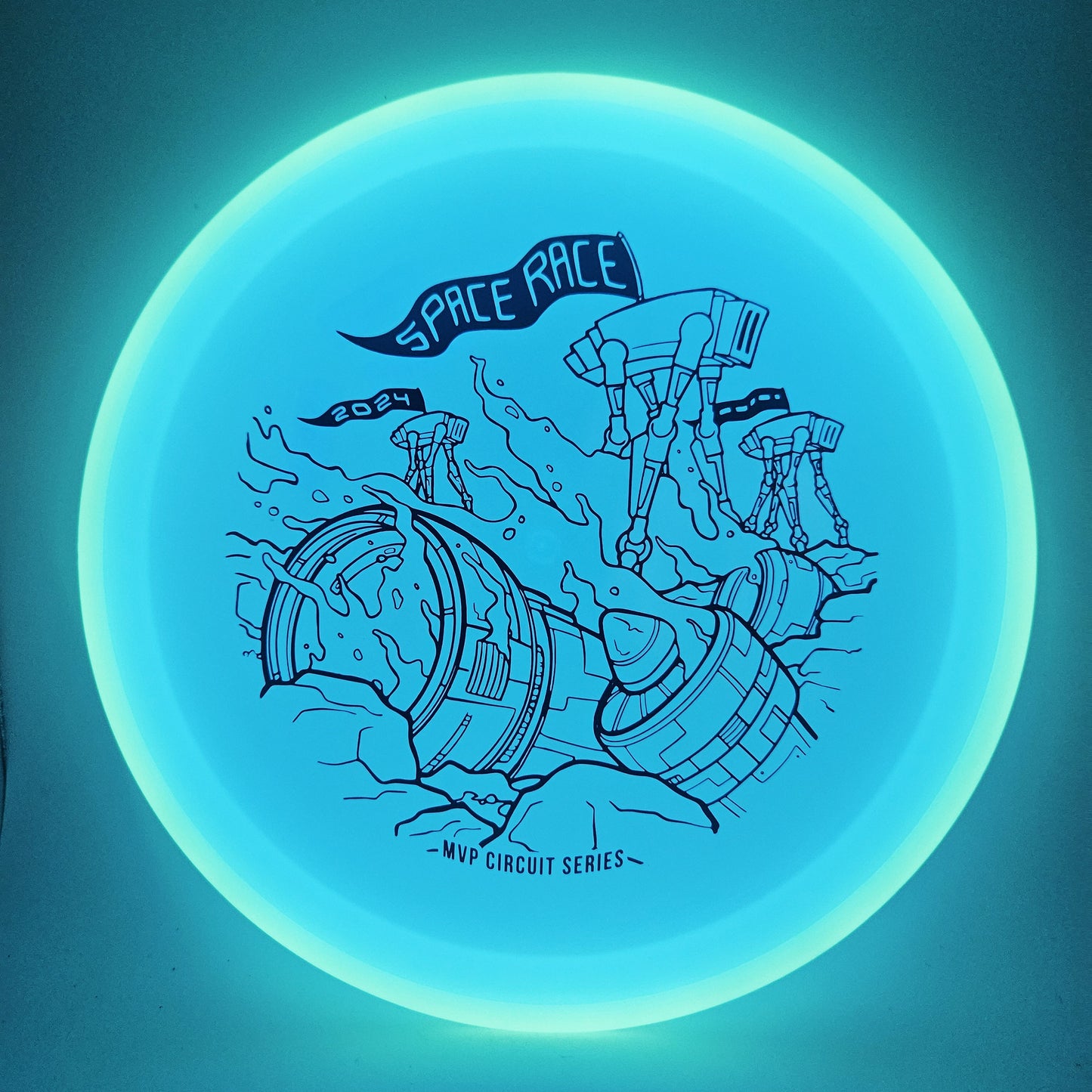 #14801 170g Blue Plate / Green Rim, Space Race 2024 Total Eclipse Crave