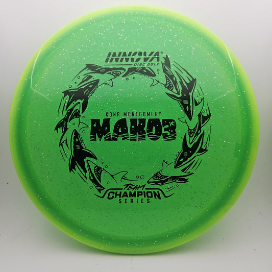 #17666 180g Green, Kona Montgomery Tour Series Metal Flake Halo Champion Mako3 - Kona Montgomery Tour Series