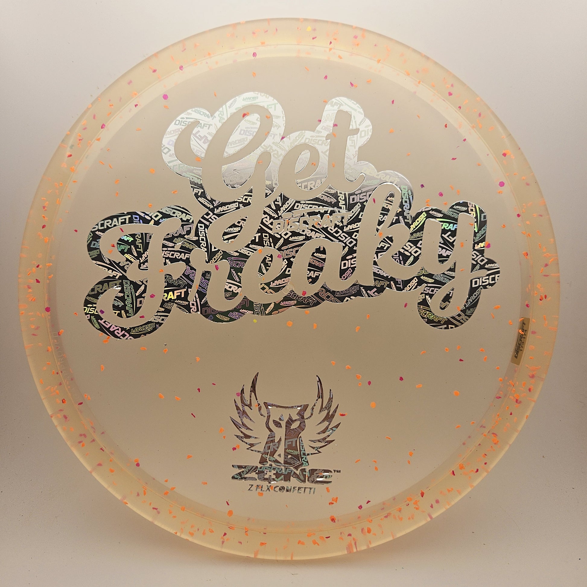 #12017 173-174g Peach, Discraft Foil, Get Freaky Z Flx Confetti Zone
