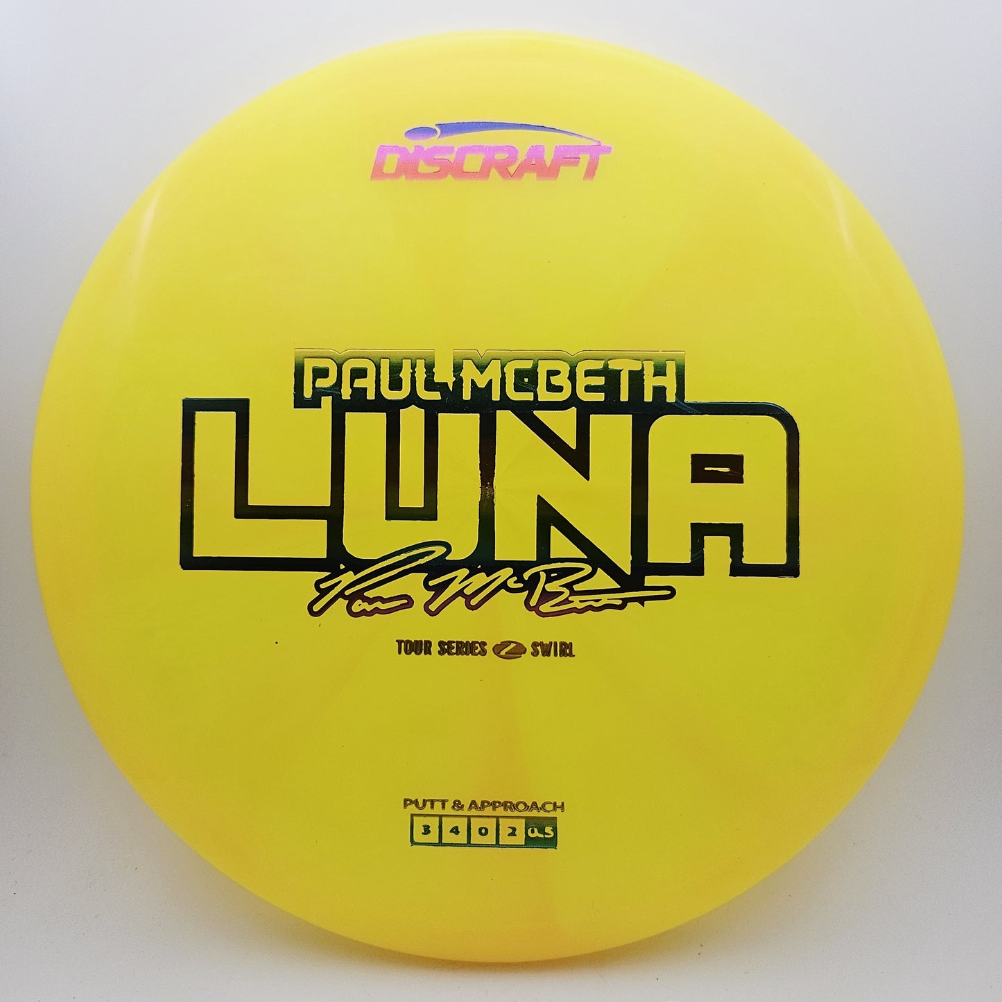 #16193 173-174g Yellow, Paul McBeth Tour Series Z Swirl Luna